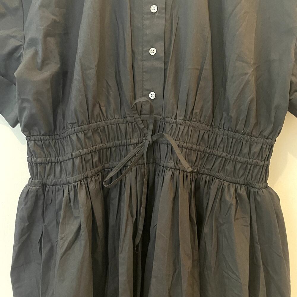 J.Crew Elena Shirtdress Cotton Poplin Midi Short Sleeves Vacation BY832 Black 6 - Picture 5 of 16